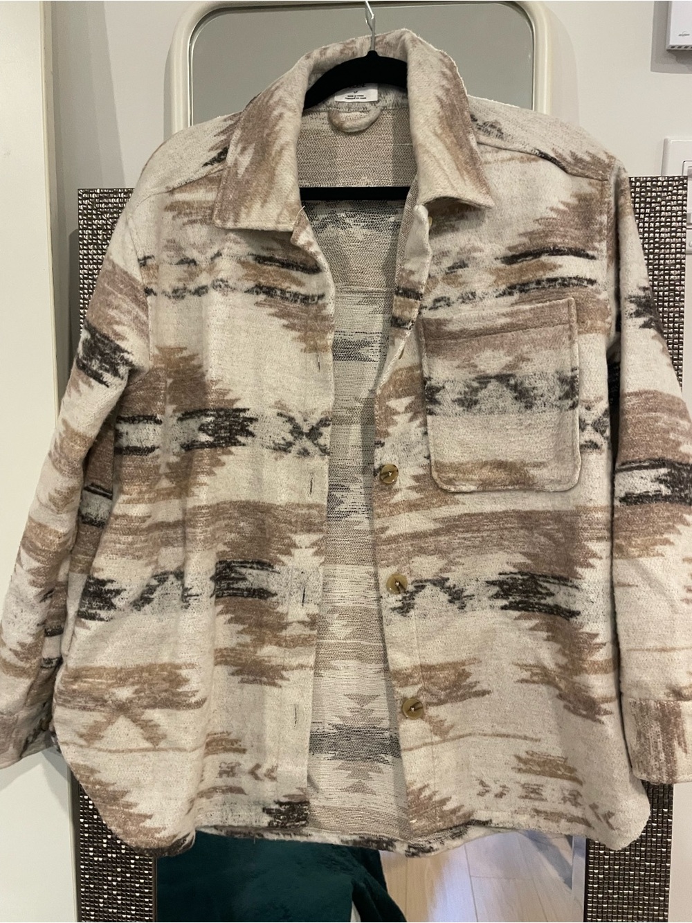 Ardene Beige & Brown Aztec-Print Shacket